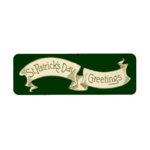 Vintage St. Patrick's Day Greetings Golden Banner Label
