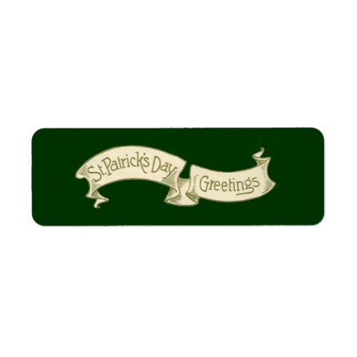 Vintage St Patricks Day Greetings Golden Banner Label