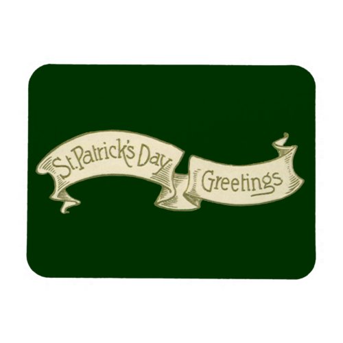 Vintage St Patricks Day Greetings Golden Banner Magnet