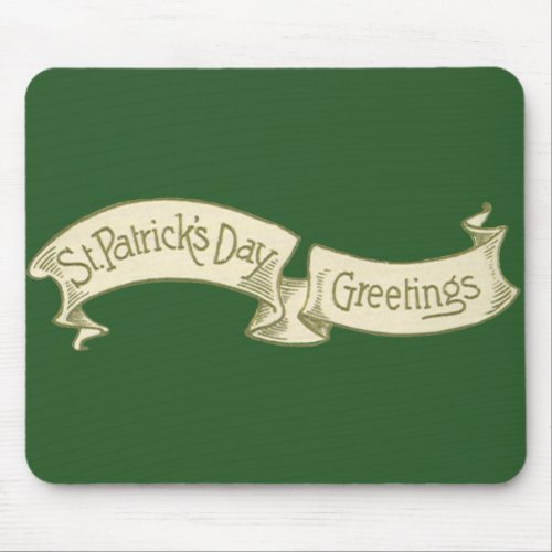 Vintage St Patricks Day Greetings Golden Banner Mouse Pad
