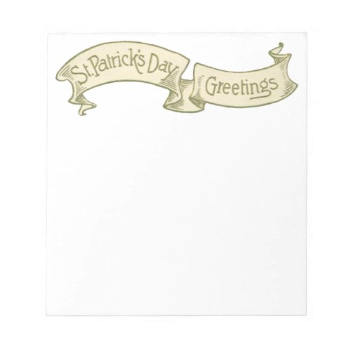 Vintage St Patricks Day Greetings Golden Banner Notepad