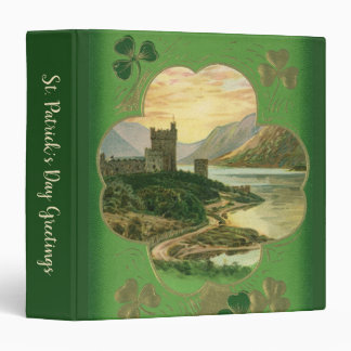 Vintage St. Patricks Day Greetings Shamrock Castle 3 Ring Binder