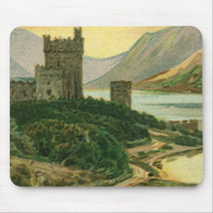 Vintage St. Patricks Day Greetings Shamrock Castle Mouse Pad