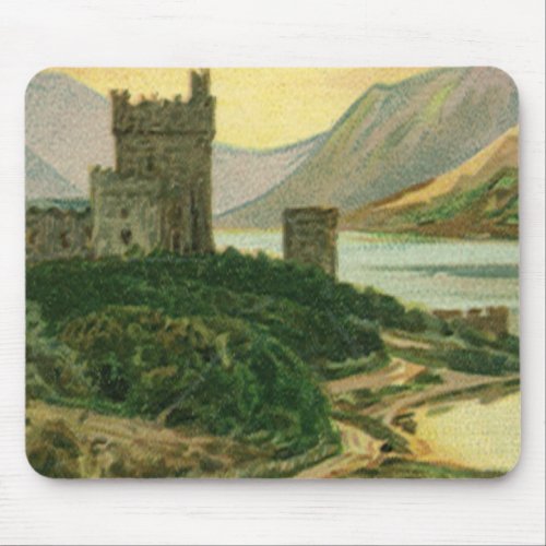 Vintage St Patricks Day Greetings Shamrock Castle Mouse Pad