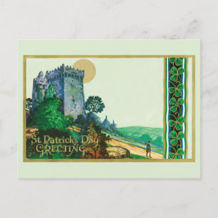 Vintage St. Patrick's Day Greetings With Castle Postcard