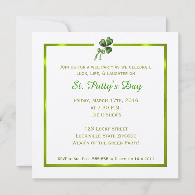 Vintage St Patrick's Day  Invitation (Front)