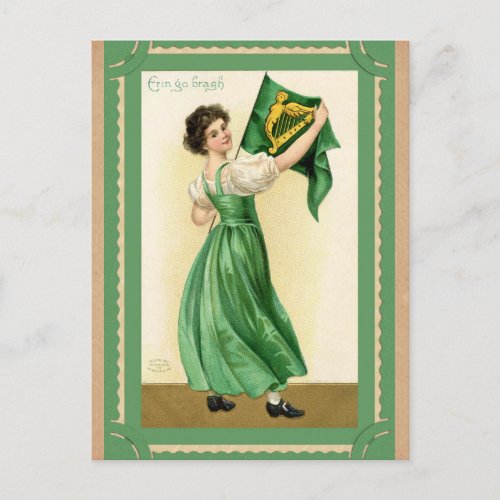Vintage St Patricks Day Irish Erin Go Bragh Postcard