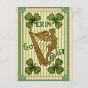 Vintage St Patricks Day Irish Erin Go Bragh Postcard