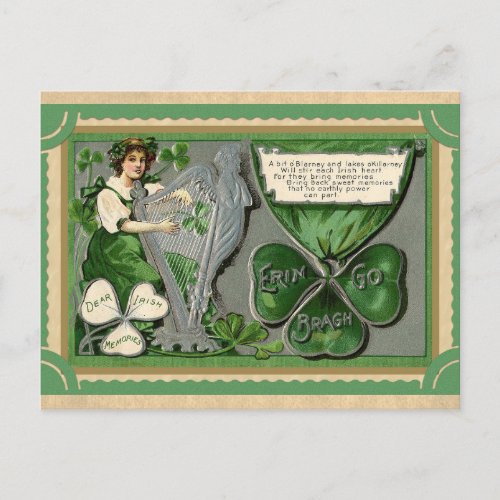 Vintage St Patricks Day Irish Memories Poem Postcard