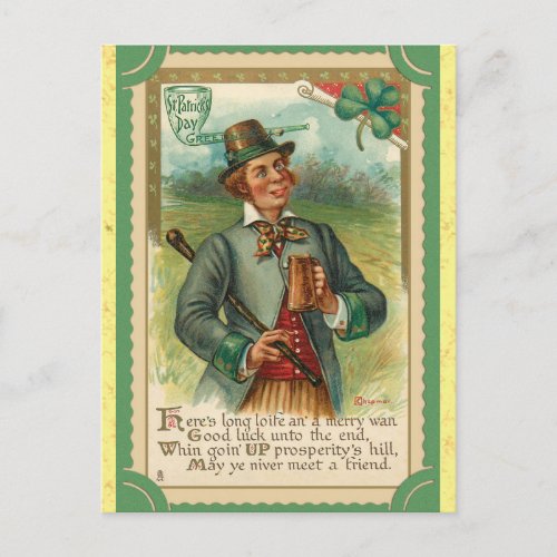 Vintage St Patricks Day Irish Poem Postcard