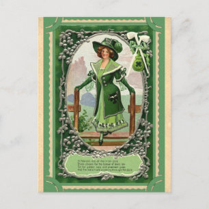 Vintage St Patricks Day Irish Poem Postcard