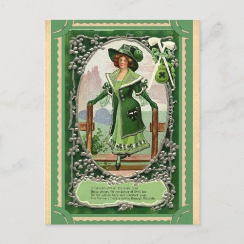 Vintage St Patricks Day Irish Poem Postcard