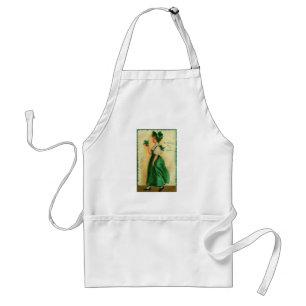 Vintage St. Patrick's Day Lass Wearing Green Adult Apron