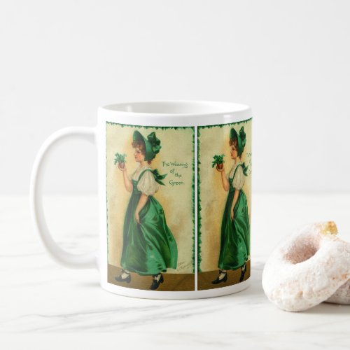 Vintage St Patricks Day Lass Wearing Green Coffee Mug