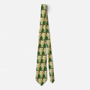 Vintage St. Patrick's Day Lass Wearing Green Neck Tie