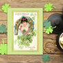 Vintage St. Patrick's Day Lassie with Horseshoe Postcard