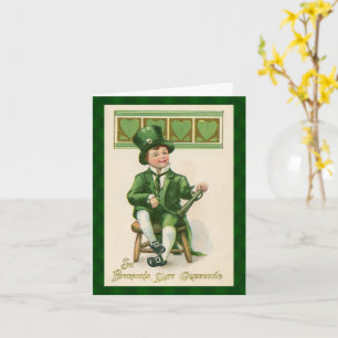 Vintage St Patricks Day Leprechaun Boy Card