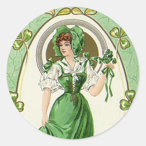 Vintage St Patricks Day My Pretty Irish Colleen Classic Round Sticker