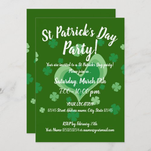 Vintage St Patricks Day party invitation template