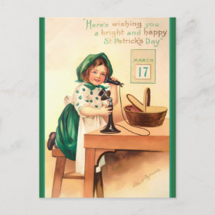 Vintage St Patricks Day Phone Call Postcard