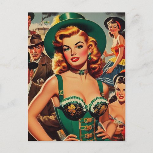 Vintage St Patricks Day Pin Up Postcard