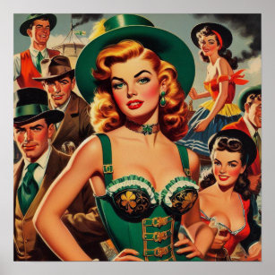 Vintage St. Patrick's Day Pin Up Poster
