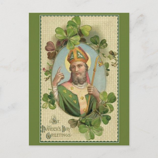 Vintage St. Patricks Day Prayer & Blessing Postcard (Front)