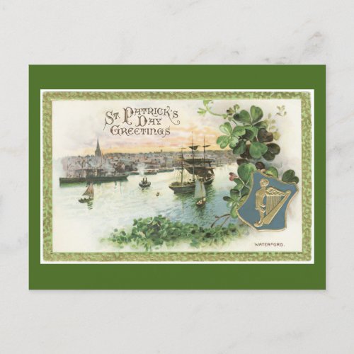 Vintage St Patricks Day River Scene Postcard