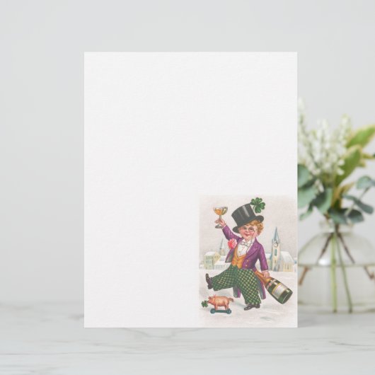 Vintage St Patricks Day Shamrock Champagne (Standing Front)