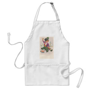 Vintage St Patricks Day Shamrock Champagne Adult Apron