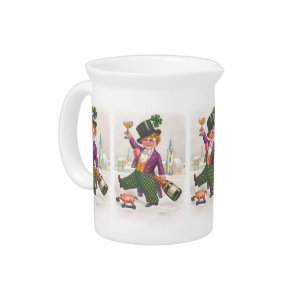 Vintage St Patricks Day Shamrock Champagne Beverage Pitcher