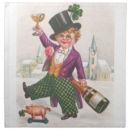 Vintage St Patricks Day Shamrock Champagne Napkin