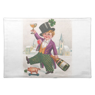 Vintage St Patricks Day Shamrock Champagne Placemat