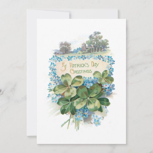 Vintage St Patricks Day Shamrocks Holiday Card