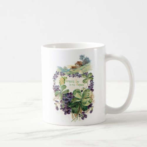 Vintage St Patricks Day Shamrocks  Violets Coffee Mug