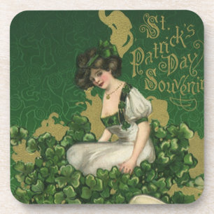 Vintage St. Patrick's Day Souvenir, Irish Lass Coaster