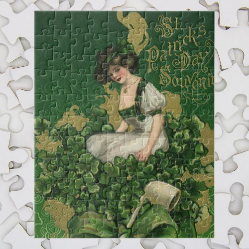 Vintage St Patricks Day Souvenir Irish Lass Jigsaw Puzzle