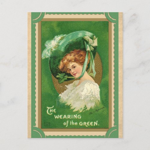 Vintage St Patricks Day Wearing of the Green Irish Postcard