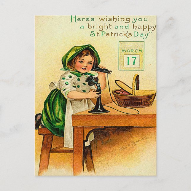 Vintage St. Patrick's Day Wishes  Postcard (Front)