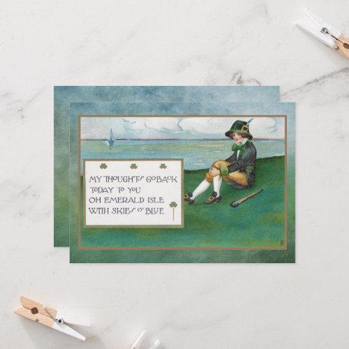 Vintage St Patricks Day with Child and Greeting Card
