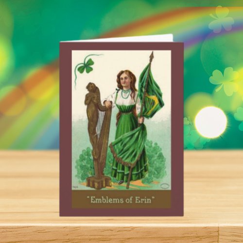 Vintage St Patricks Emblems of Erin Card