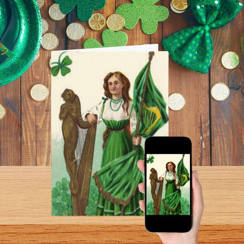 Vintage St Patricks Emblems of Erin Card