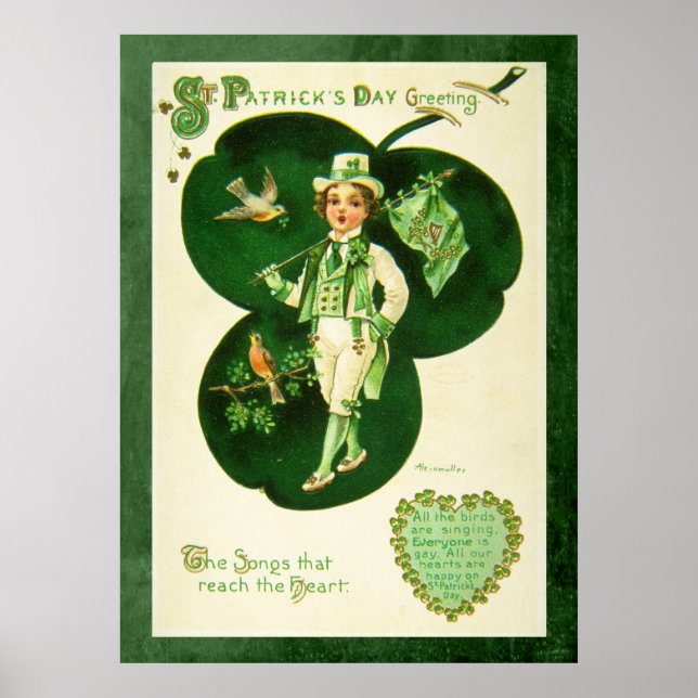 Vintage St Patrick's Greeting Poster (Front)