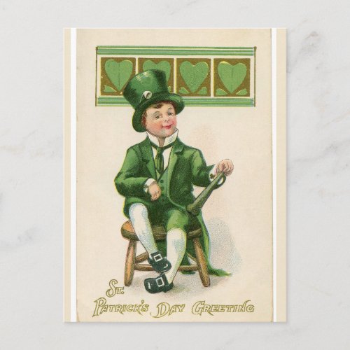 Vintage St Patricks Lucky Loving Leprechaun Postcard