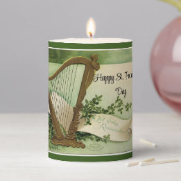 Vintage St. Patrick's Pillar Candle