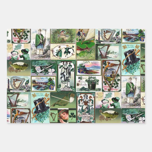 Vintage St Patrick's Wrapping Paper Sheets (Front)