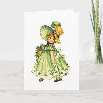 Vintage St. Pat's Day - Little Irish Lass  Card by AsTimeGoesBy at Zazzle