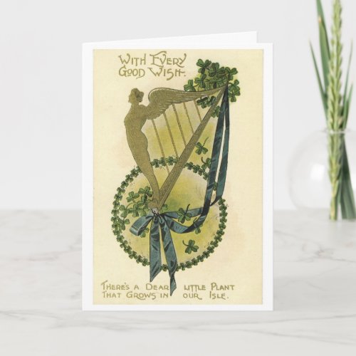 Vintage St Pats Day _ Shamrock Wishes Card