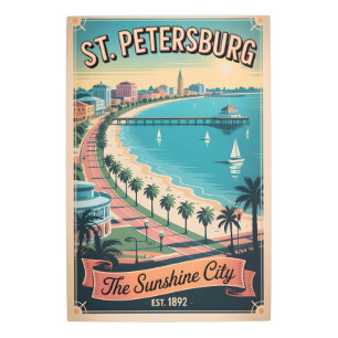 Vintage St. Petersburg Florida Retro Travel Metal Print