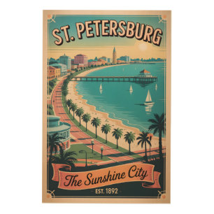 Vintage St. Petersburg Florida Retro Travel Wood Wall Art